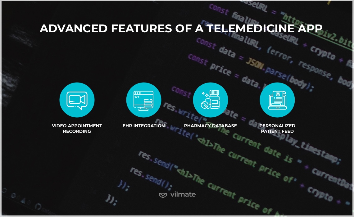 Advanced features of a telemedicine app