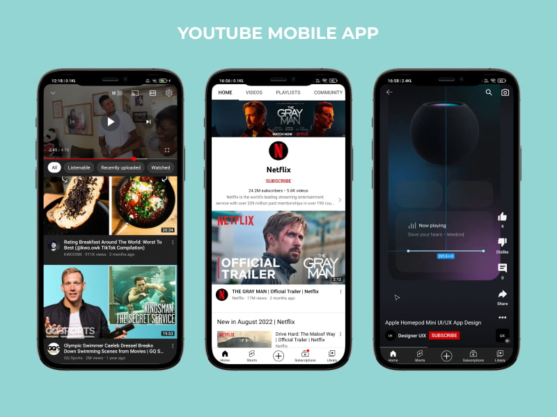 YouTube mobile app design